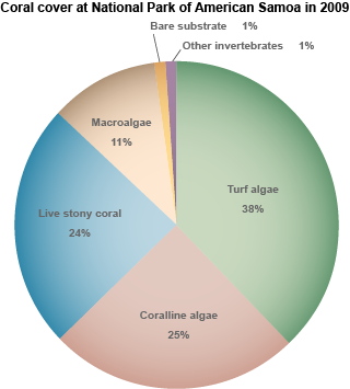 pie chart of coral cover at National Park of American Samoa